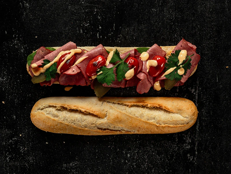 Roastbeef obložená bageta